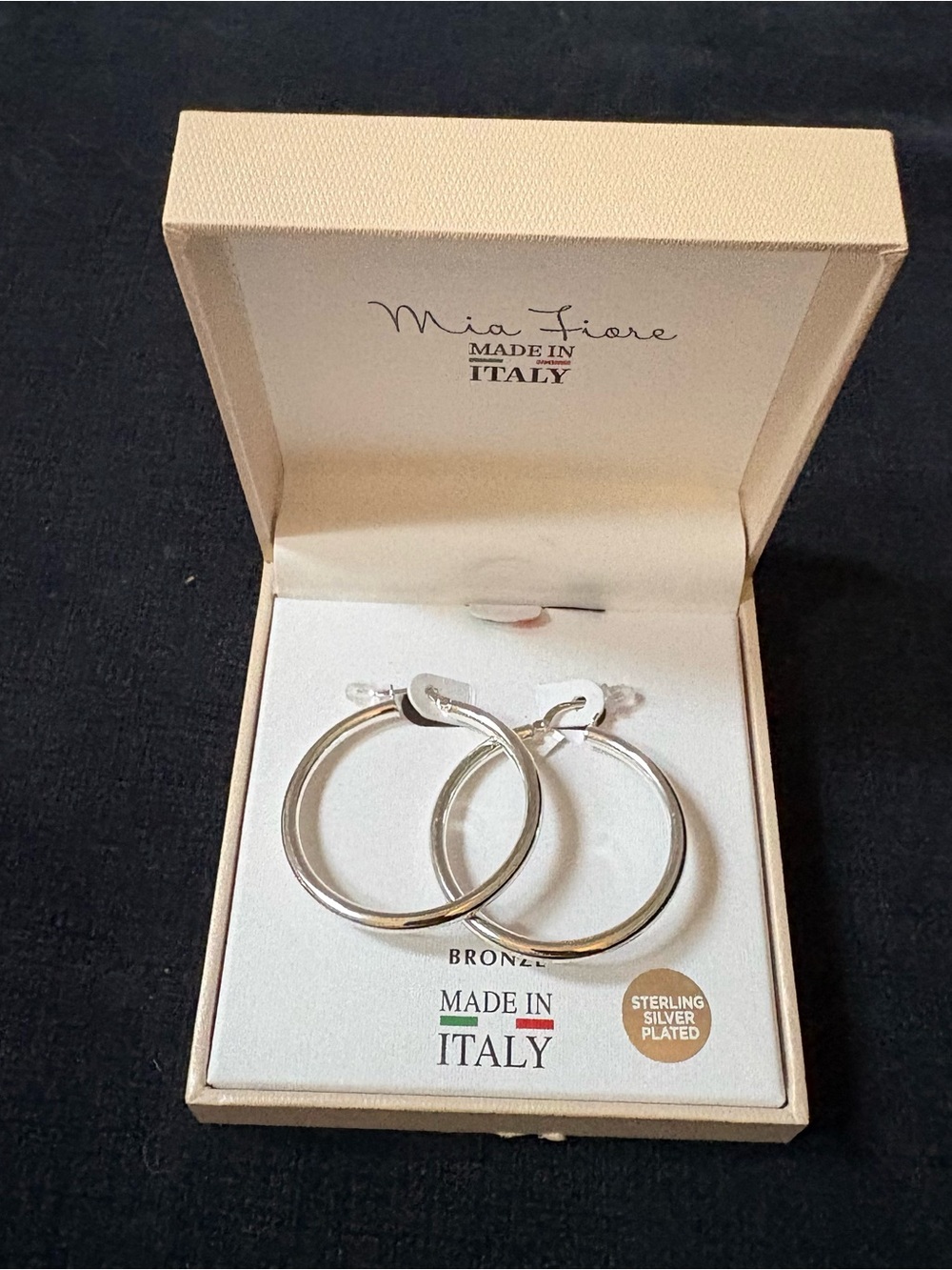 Mia Fiore Sterling Silver Plated Hoop Earrings - Made in Italy